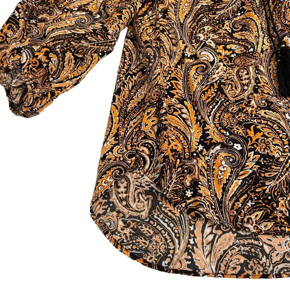 Tahari Women's Floral Blouse, Size 1X/1G  3/4 Sleeve Crew Neck Drawstring,Spring - Picture 9 of 13